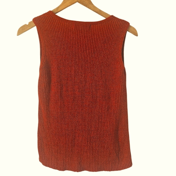 Marled By United Clothing Sleveless V Neck Knitted Top, Burnt Orange, Size XS - Picture 2 of 8